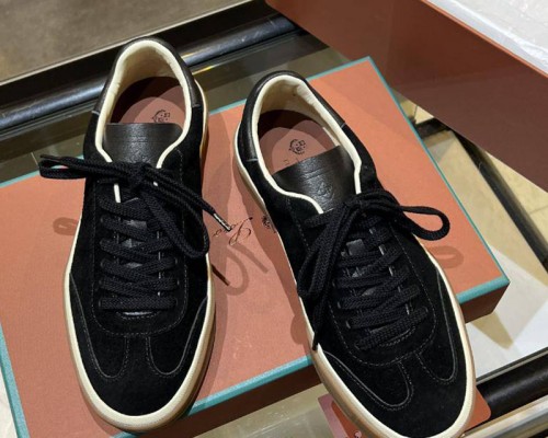 Женские замшевые кроссовки Loro Piana Premium - Black