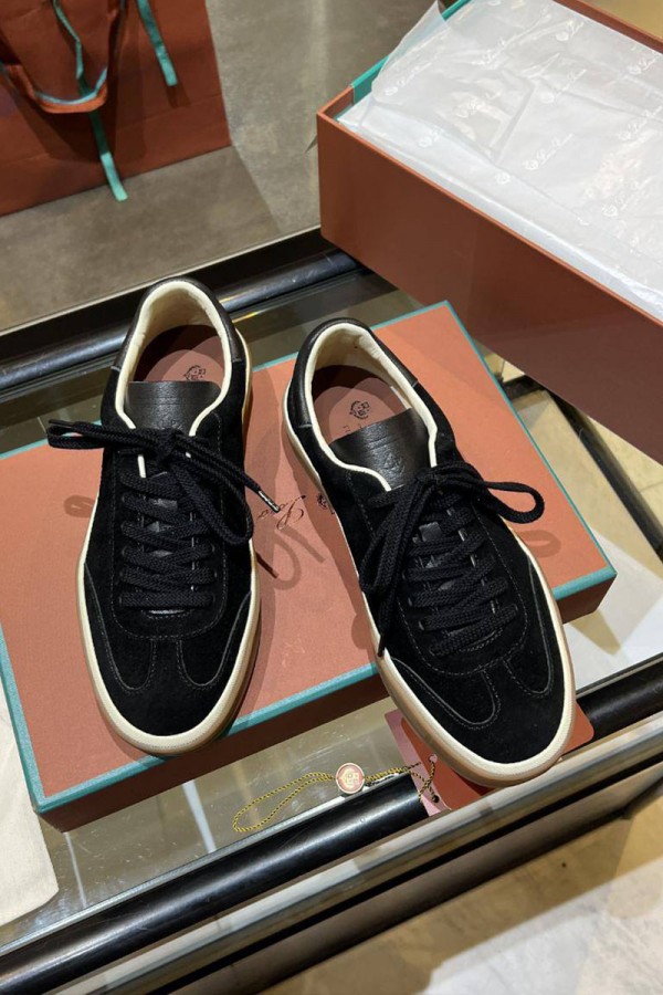 Женские замшевые кроссовки Loro Piana Premium - Black