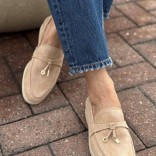 Женские замшевые лоферы Loro Piana Open Walk - Brown