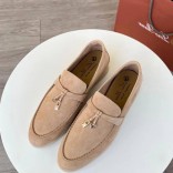 Женские замшевые лоферы Loro Piana Open Walk Premium - Beige