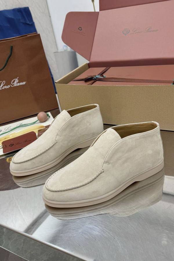 Женские замшевые лоферы Loro Piana premium - Beige