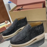 Женские замшевые лоферы Loro Piana premium - Grey