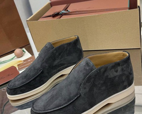 Женские замшевые лоферы Loro Piana premium - Grey