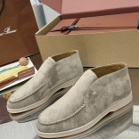 Женские замшевые лоферы Loro Piana premium - Light Grey