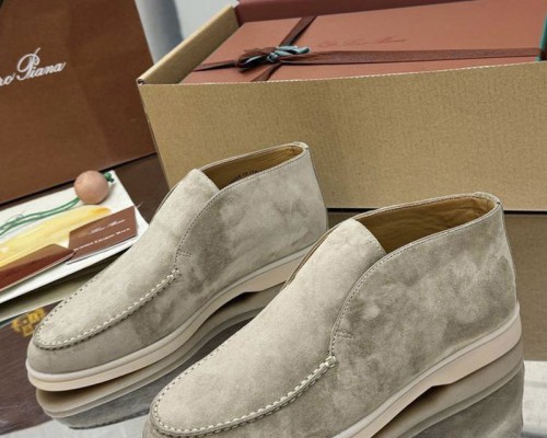 Женские замшевые лоферы Loro Piana premium - Light Grey