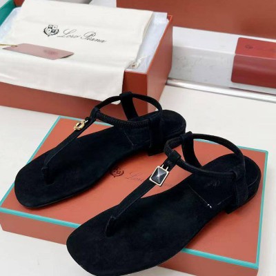 Женские замшевые сандалии Loro Piana Premium - Black