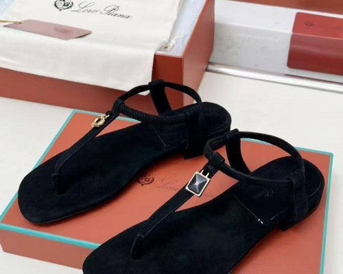 Женские замшевые сандалии Loro Piana Premium - Black