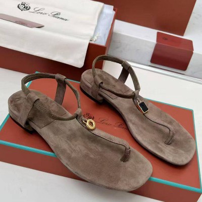 Женские замшевые сандалии Loro Piana Premium - Brown