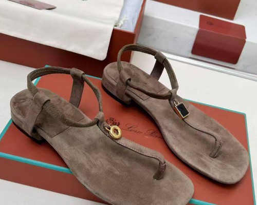 Женские замшевые сандалии Loro Piana Premium - Brown