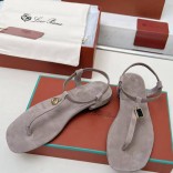 Женские замшевые сандалии Loro Piana Premium - Grey