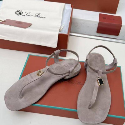 Женские замшевые сандалии Loro Piana Premium - Grey