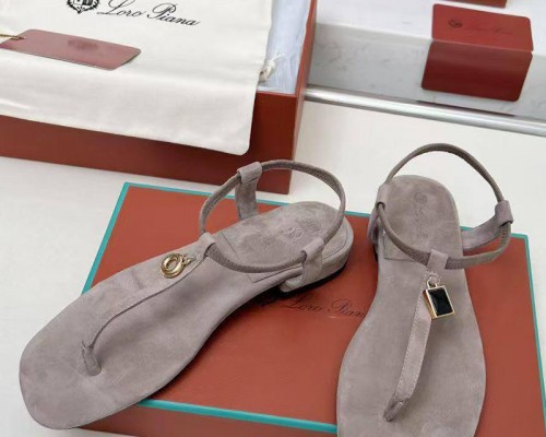 Женские замшевые сандалии Loro Piana Premium - Grey