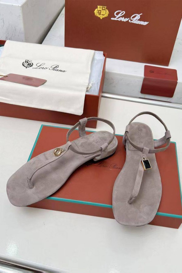 Женские замшевые сандалии Loro Piana Premium - Grey