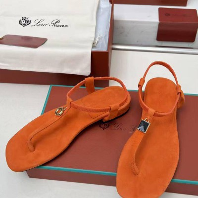 Женские замшевые сандалии Loro Piana Premium - Orange