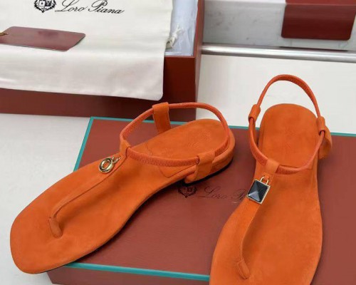 Женские замшевые сандалии Loro Piana Premium - Orange