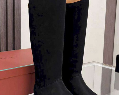 Женские замшевые сапоги Loro Piana premium - Black