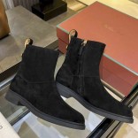 Женские замшевые сапоги Loro Piana premium - Black