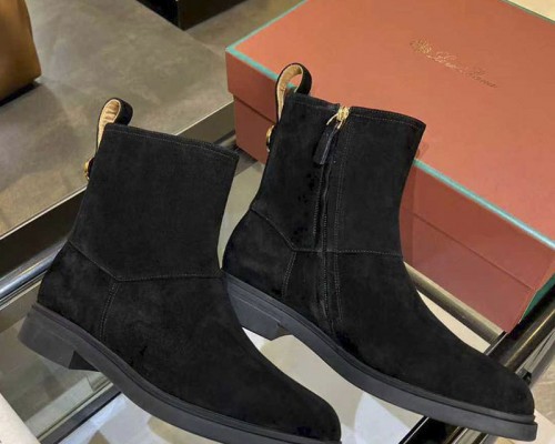 Женские замшевые сапоги Loro Piana premium - Black