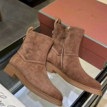 Женские замшевые сапоги Loro Piana premium - Brown