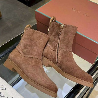 Женские замшевые сапоги Loro Piana premium - Brown