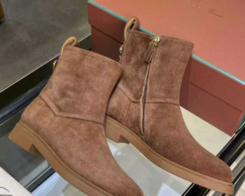 Женские замшевые сапоги Loro Piana premium - Brown