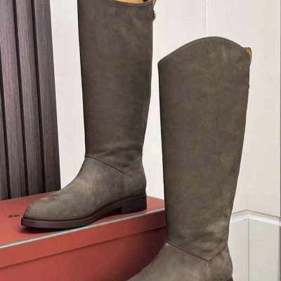 Женские замшевые сапоги Loro Piana premium - Grey