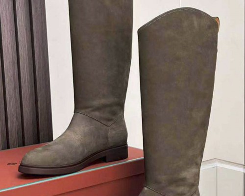 Женские замшевые сапоги Loro Piana premium - Grey