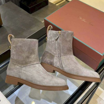 Женские замшевые сапоги Loro Piana premium - Grey