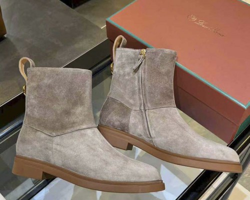 Женские замшевые сапоги Loro Piana premium - Grey