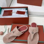 Женские замшевые шлёпанцы Loro Piana Premium - Pink