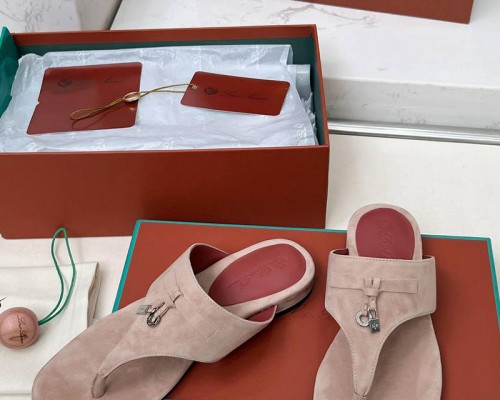 Женские замшевые шлёпанцы Loro Piana Premium - Pink