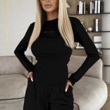 Женский базовый лонгслив Loro Piana Premium - Black