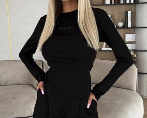 Женский базовый лонгслив Loro Piana Premium - Black