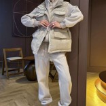 Женский костюм тройка на флисе Loro Piana premium - Beige