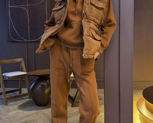 Женский костюм тройка на флисе Loro Piana premium - Chestnut