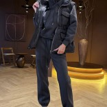 Женский костюм тройка на флисе Loro Piana premium - Grey