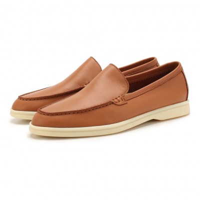 Кожаные лоферы Summer Walk ярко-коричневые