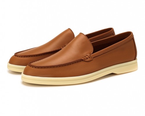 Кожаные лоферы Summer Walk каштановые